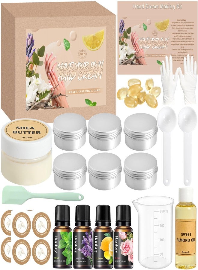 Jcoos DIY Hand Cream Making Kit, Handcream For Very Dry Hands, hand lotion with Shea Butter, Almond Oil, Jars, Essential Oils Natural Whipped Shea Butter Body Butter Making Kit Gifts for Women - Image 1